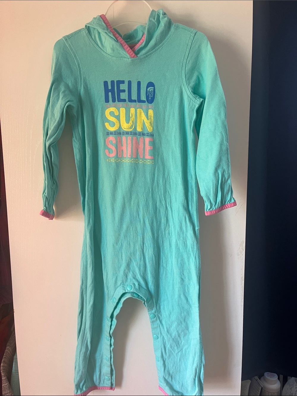 The North Face Aqua Teal 'Hello Sun Shine' Hooded One-Piece Footie